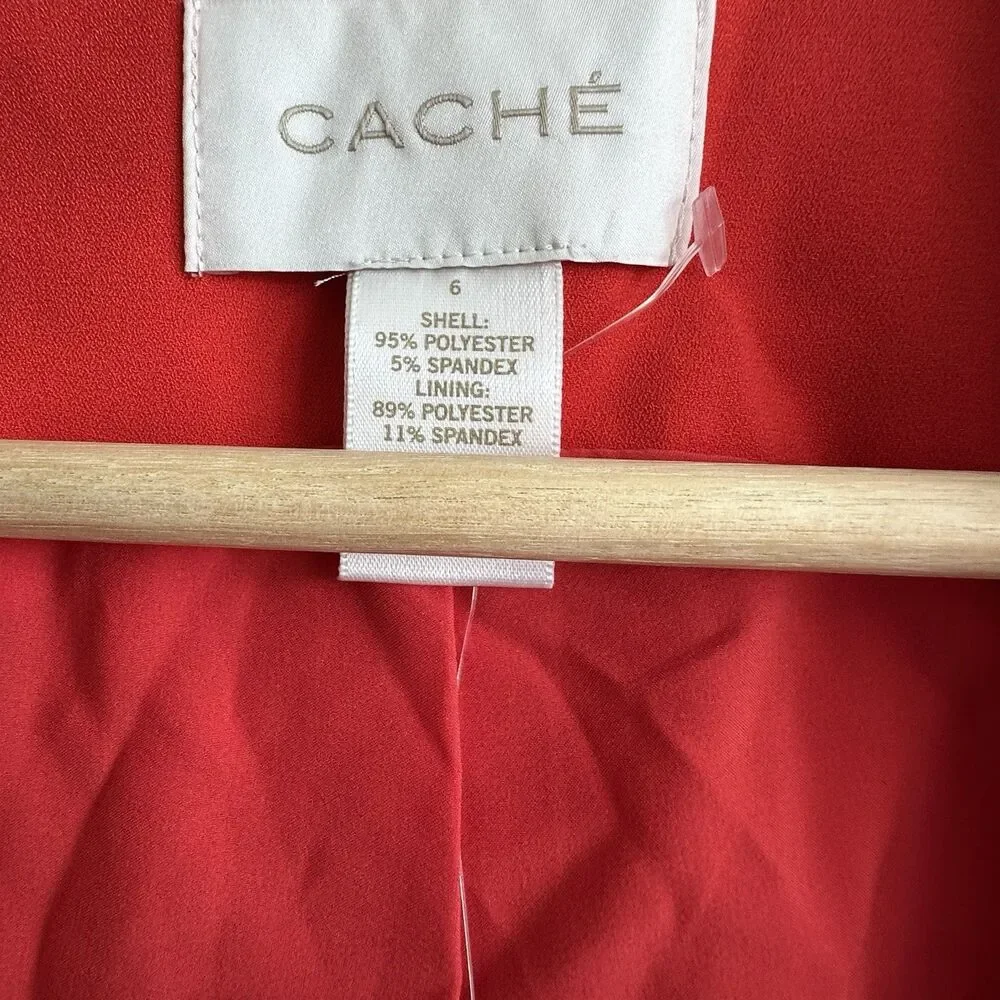 Cache Open Vest 6 Red NEW gold accents Drapery Sleeveless